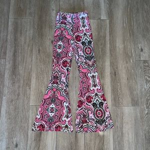Free People Pink Paisley Harper Flare Pants